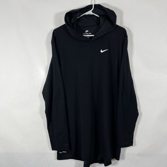 The Nike Tee Lightweight Hoodie Mens Size XL Black Dri Fit T Shirt Pullover - Picture 1 of 12